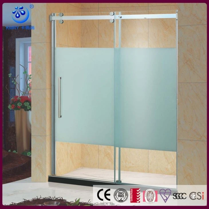 درب دوش شیشه ای کشویی بدون قاب ، عرض 60 اینچ ، شیشه یخ زده 5/16 اینچ ، کروم پایان (KD5313)
