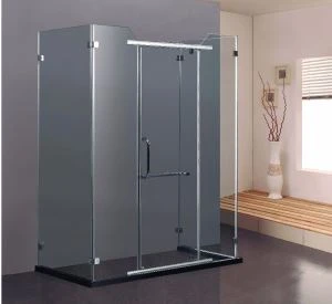 دو طرفه بدون قاب حمام 60 صفحه نمایش درب شیشه ای استاندارد با پنل لولا ، نصب دیواری ، کروم پایان (KK8003)